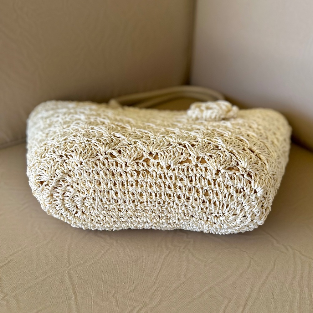Fashion One, Shell-Crochet Straw Beach Bag/ Tote - Picture 5 of 8